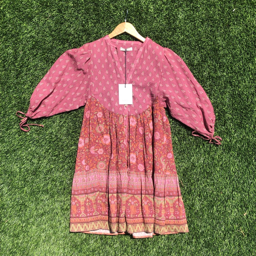 NWT Spell and the Gypsy Collective Utopia pink floral print cotton mini dress - Picture 4 of 8